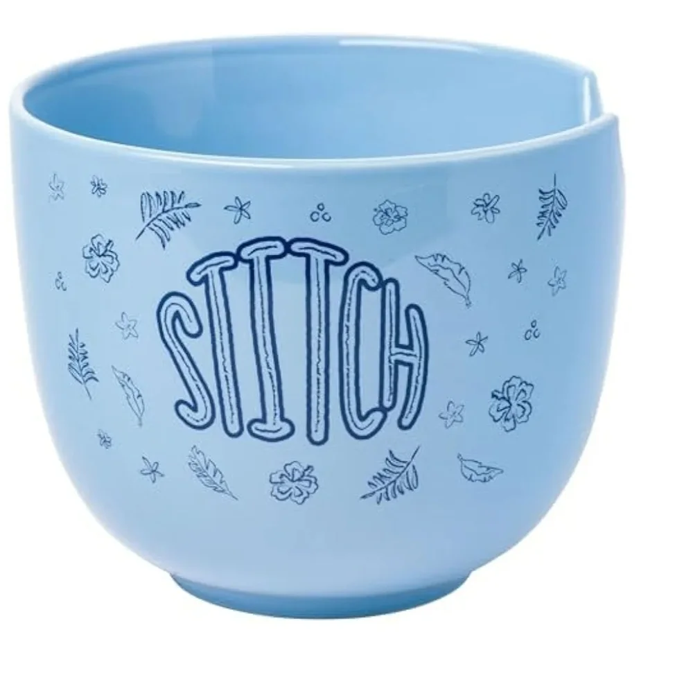 Disney Stitch Ceramic Ramen‎ Bowl with Chopsticks 20 oz Blue Floral